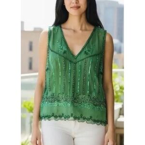 Silk Sequin Tank Top | Gold Hawk